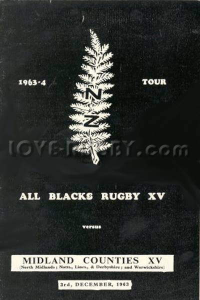 1963 Midland Counties v New Zealand  Rugby Programme